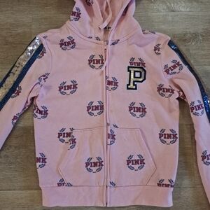 PINK Victoria's Secret Pink Hoodie with Sequin Sleeves